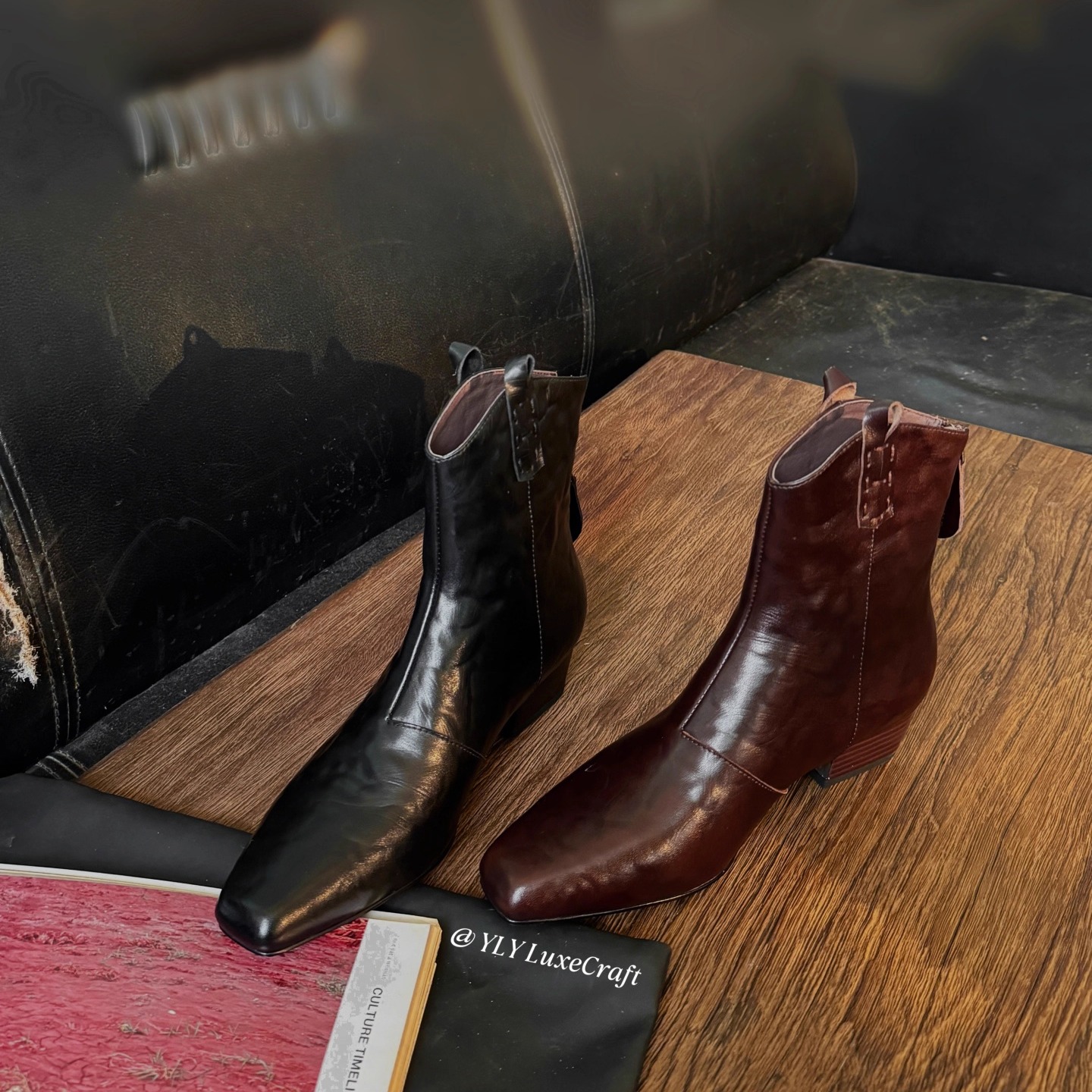 复古西部牛仔靴显瘦V口短筒靴女