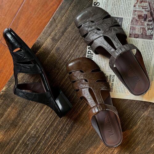 镂空罗马凉拖鞋女夏季真皮包头拖