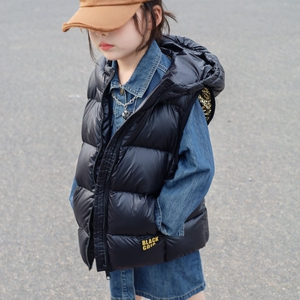 韩国童装2023新款儿童宝宝白鸭绒加厚连帽羽绒服马甲男女童坎肩背