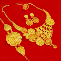 Dubai Arab 24K gold-plated ethnic style bridal dress, gown, necklace set, Thai court gold jewelry thumbnail 6