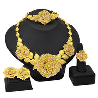 Dubai gold-plated gemstone necklace set, exquisite wedding accessories for African brides, and new trendy accessories from Europe and America thumbnail 3