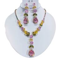 A two-piece set of luxurious zirconia rhinestone necklaces and earrings from Europe and America, exquisite jewelry for brides' wedding gowns and evening gowns thumbnail 3