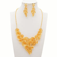 Dubai gold-plated gemstone necklace set, exquisite wedding accessories for African brides, and new trendy accessories from Europe and America thumbnail 5