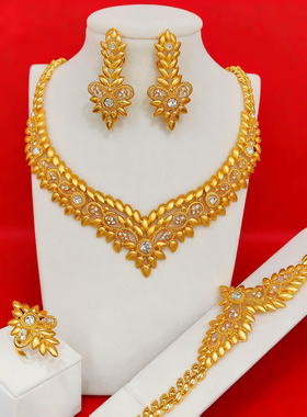 印度新款欧美套K镀真金项链耳环手链戒指 泰国黄金夸张首饰珠宝