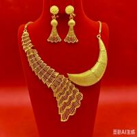 Dubai Arab 24K gold-plated ethnic style bridal dress, gown, necklace set, Thai court gold jewelry thumbnail 5