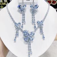 A two-piece set of luxurious zirconia rhinestone necklaces and earrings from Europe and America, exquisite jewelry for brides' wedding gowns and evening gowns thumbnail 6