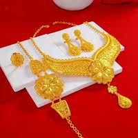 Dubai Arab 24K gold-plated ethnic style bridal dress, gown, necklace set, Thai court gold jewelry thumbnail 7
