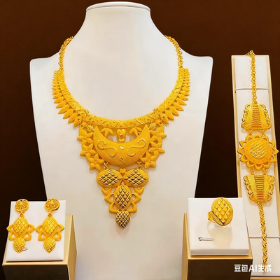 迪拜阿拉伯24k镀金婚纱礼服