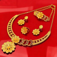 Dubai gold-plated gemstone necklace set, exquisite wedding accessories for African brides, and new trendy accessories from Europe and America thumbnail 8