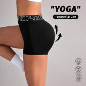 提臀吸汗弹力 跑步健身三分裤 外贸女士字母风短裤 夏紧身瑜伽中短裤