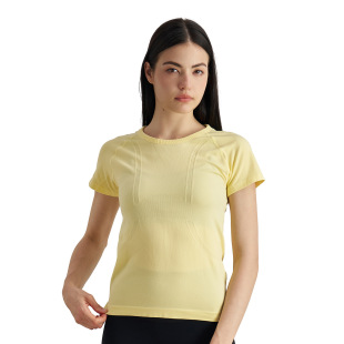 无缝一体织抗菌运动短袖女显瘦跑步训练普拉提健身上衣瑜伽服T恤