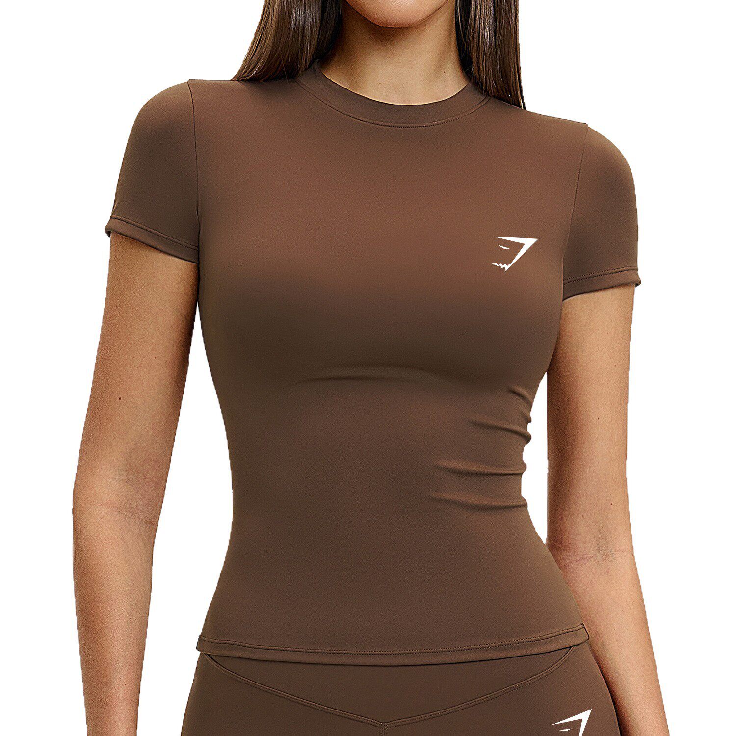 新款Gymshark运动瑜伽服女磨毛紧身美背瑜伽短袖跑步健身T恤上衣图片