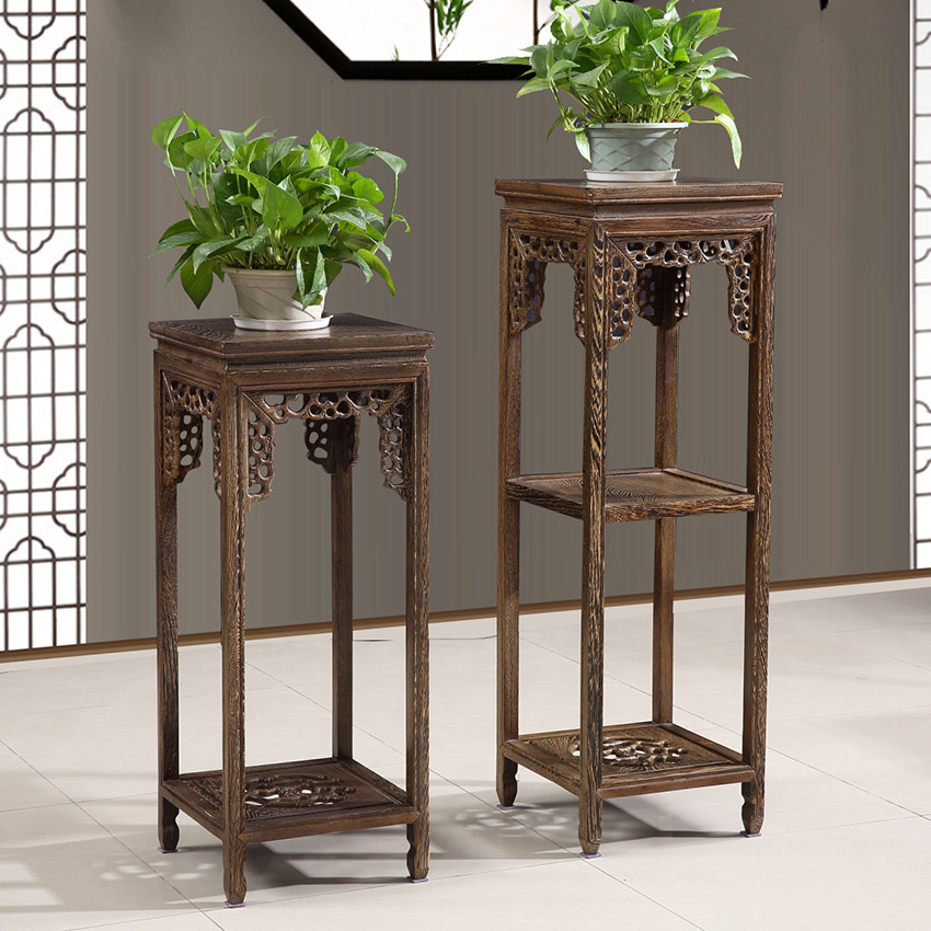 鸡翅木卯榫红木花架实木花架中式花架多层盆景架仿古花架置物架