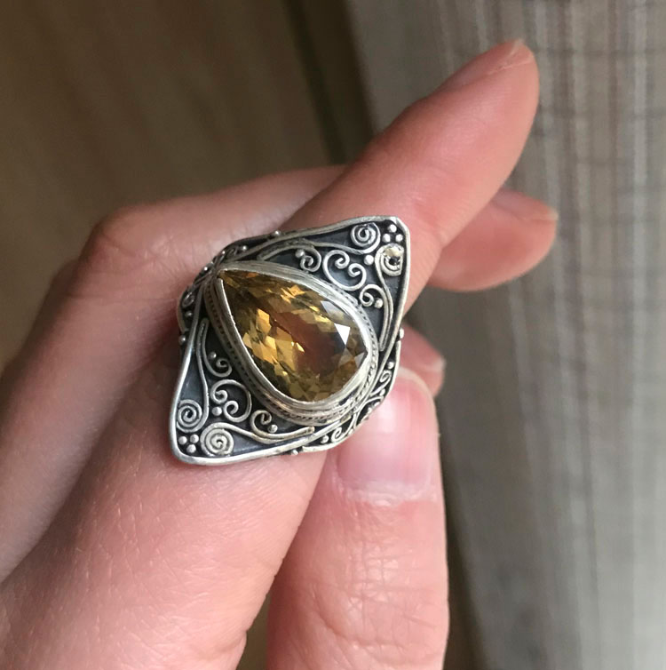 搜十女925纯银复古戒指