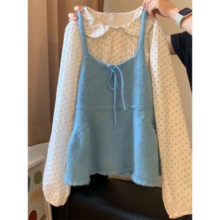 纯色针织吊带背心百搭外穿上衣 叠穿无袖 韩系甜美减龄女春季 新款