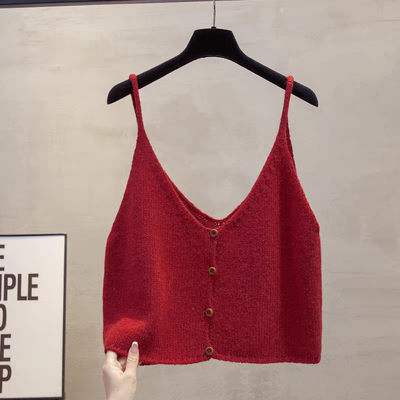 开衫v领针织马甲背心女吊带短款春秋新款外穿马夹叠穿毛衣坎肩潮