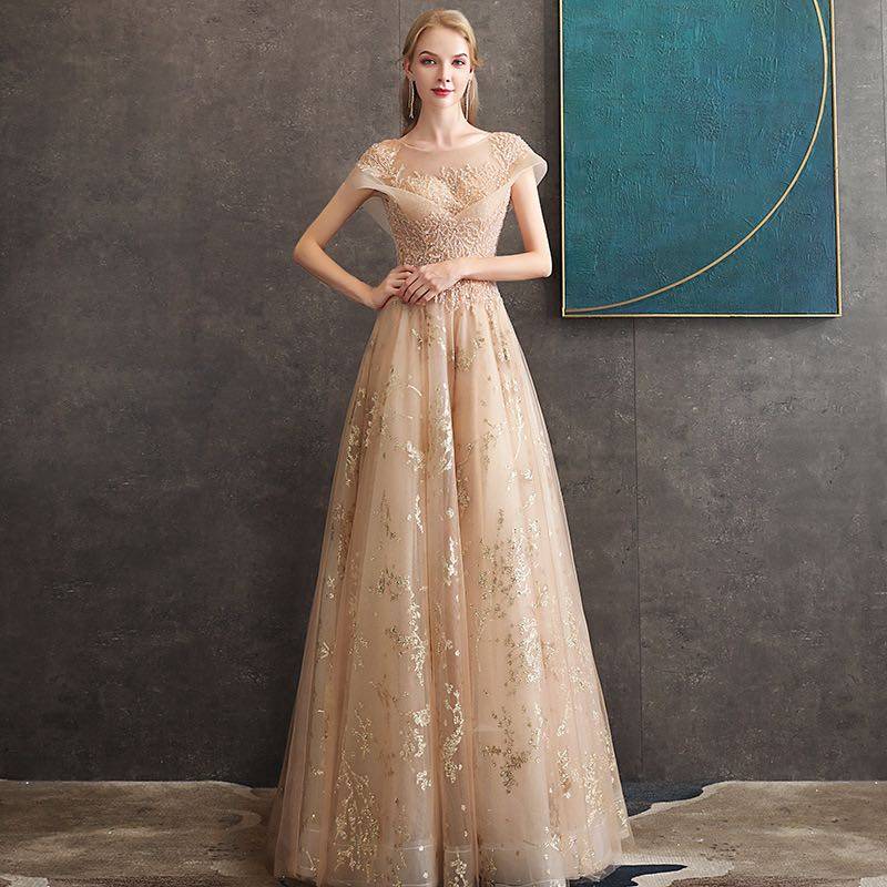 气质金色晚礼服女2020新款高端宴会主持人优雅修身晚装走秀敬酒服,女装/女士精品,礼服/晚装,淘宝优惠券,粉丝福利购,淘宝优惠卷