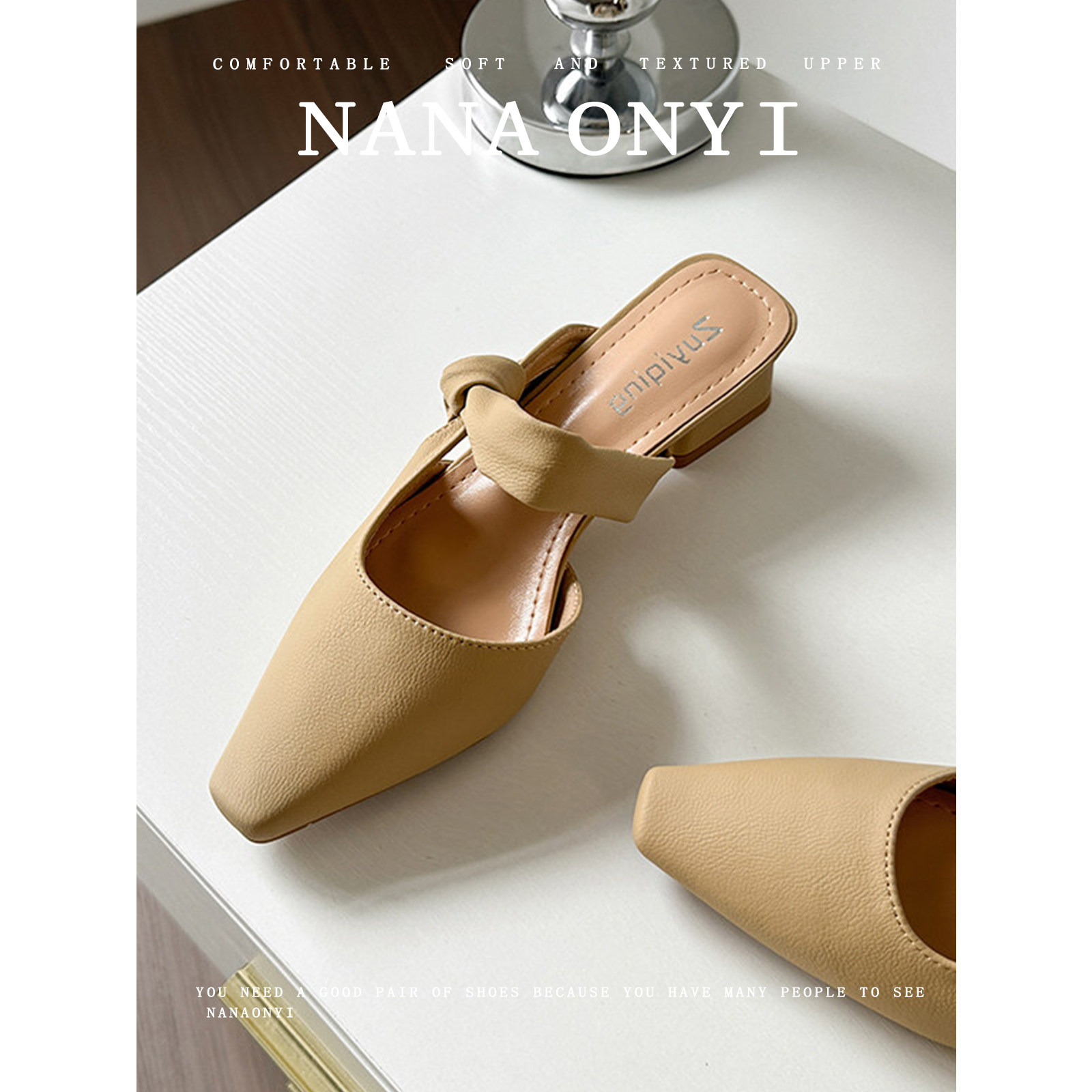 羊皮版~包头凉鞋女夏外穿2026新款绝美不累脚粗跟半拖穆勒高跟鞋