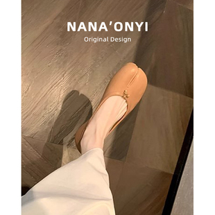 羊皮软底猪蹄分趾鞋女真皮浅口平底单鞋不累脚仙女风玛丽珍小皮鞋