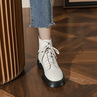 Martens, Tide, белые короткие сапоги, ботинки в английском стиле, коллекция 2022, из натуральной кожи, в британском стиле