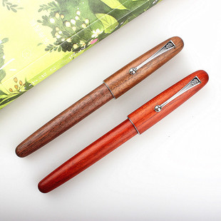 金豪9035木杆钢笔办公书写练字铱金复古旋转笔帽木质笔商务礼品笔