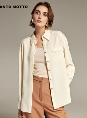 cantomotto小香风衬衫设计式可开衫翻领上衣女