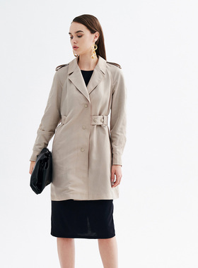 canto motto雾道  商场同款风衣秋新款时尚设计感腰带外套女大衣