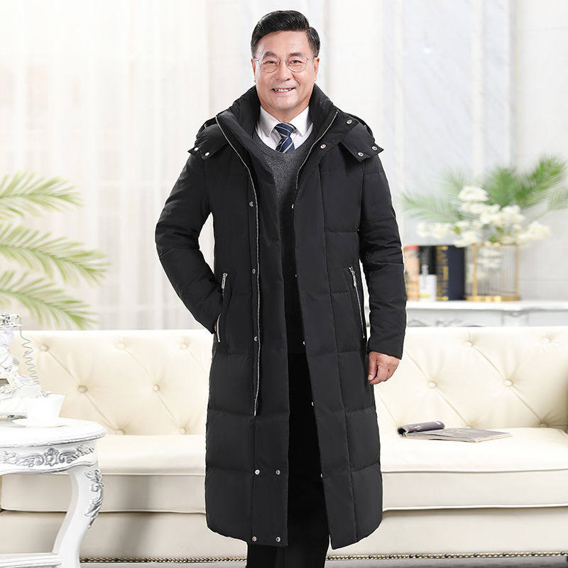 羽绒服男冬季新款中老年过膝长款羽绒服
