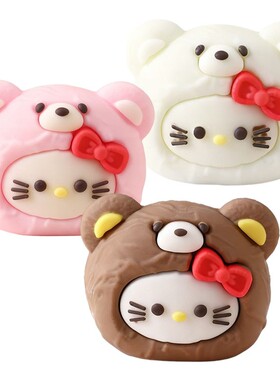 2026圣诞节卡通蛋糕可爱装饰摆件 软胶熊头KTkt蝴蝶结烘焙装扮