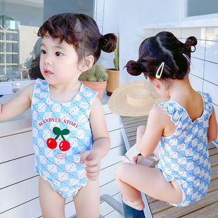 儿童泳衣女孩专业训练洋气2025新款 高级可爱风泡温泉连体游泳衣