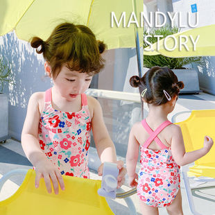 ins宝宝泳衣女宝宝2025新款 女童泳衣洋气可爱儿童女专业训练连体