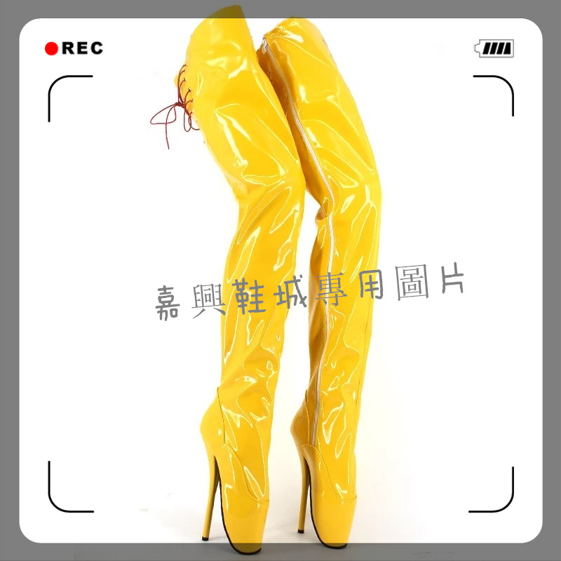 柠檬黄色芭蕾女王SM骑士靴 芭蕾女王后系带长靴 BLG30XNMH