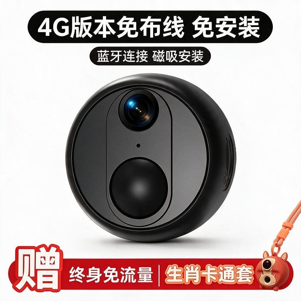免插电4G终身免流量监控摄像头电池款免打孔无网手机远程星光夜视