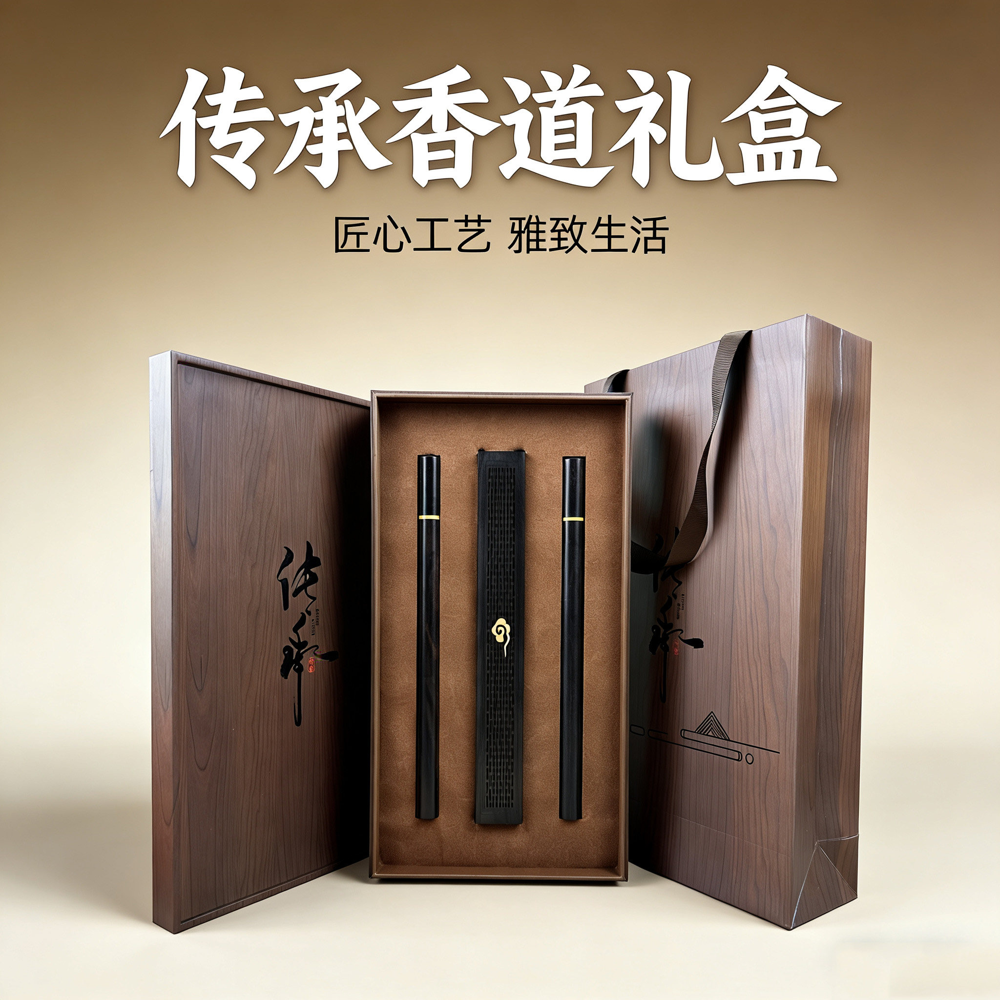 香薰礼盒礼物中式线熏香高档沉香安神助睡眠包装盒含配香插卧香盒图片