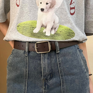 裤 配饰学生男款 带 皮带宽边咖啡色时尚 百搭腰带女设计感小众牛仔裤