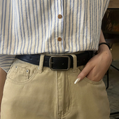 百搭腰带女设计感小众牛仔裤 带 裤 皮带宽边咖啡色时尚 配饰学生男款