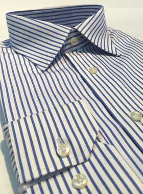 【Taylor Tailor】衬衫定做 男士蓝色条纹纯棉衬衣 正装量身定制