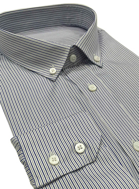 【Taylor Tailor】衬衫定做 男蓝色条纹衬衣定制 工作服实体店