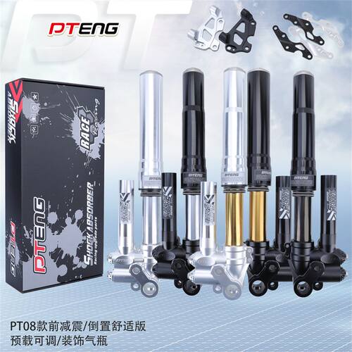 PTENG九9号电动车改装倒置前叉预载可调400孔距46芯前减震避震器