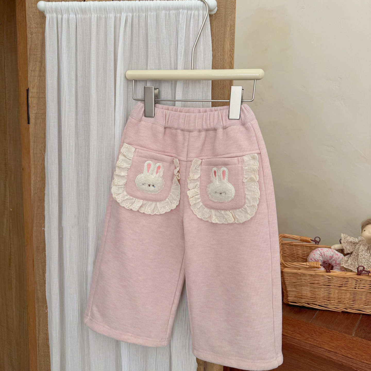 可乐童装女童加绒休闲裤粉色2025秋冬女宝宝可爱兔子百搭直筒裤,童装/婴儿装/亲子装,裤子,淘宝优惠券,粉丝福利购,淘宝优惠卷