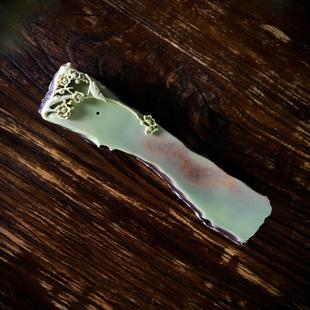 宗正堂贵州天然紫袍玉带石香插茶台摆件石材茶具全手工香道作品