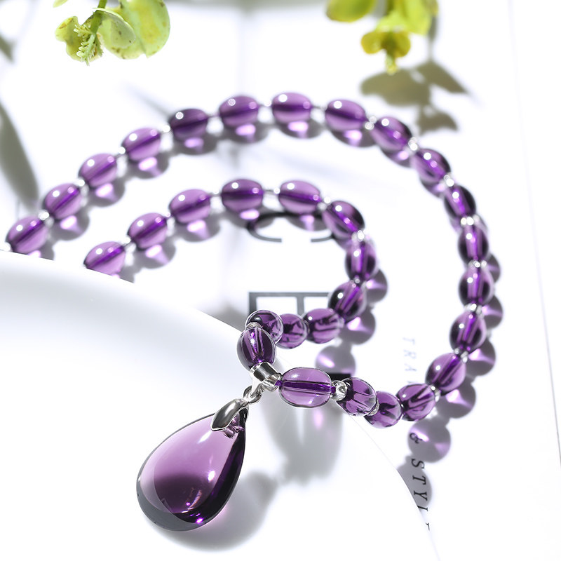 Valentines Day goddess gift fashion amethyst Pendant Spring and summer Versatile Japan and South Korea Simplicity Necklace crystal Jewelryin the Accessories/Fashion Jewelry, Pendant/Pendant  category - from Buy2taobao.com to provide professional Taobao agent buy service