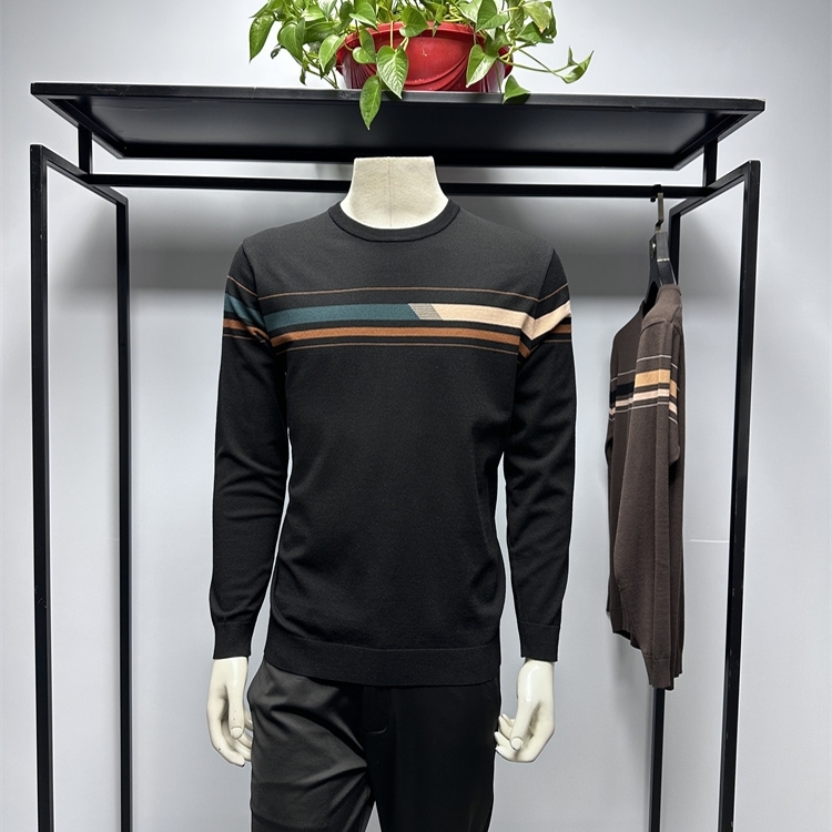 2025年春季新品圆领套头羊毛混纺薄款打底衫商务男士羊毛衫铭盛缘