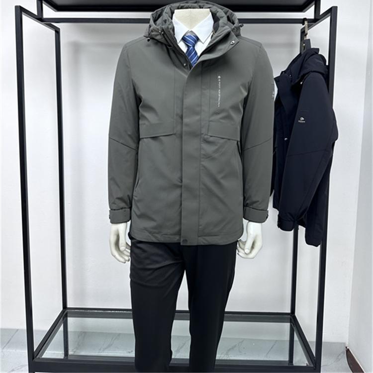 可脱卸内胆商务中长款羽绒服