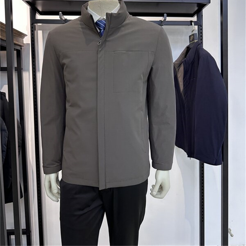 可脱卸帽子白鸭绒填充保暖羽绒服