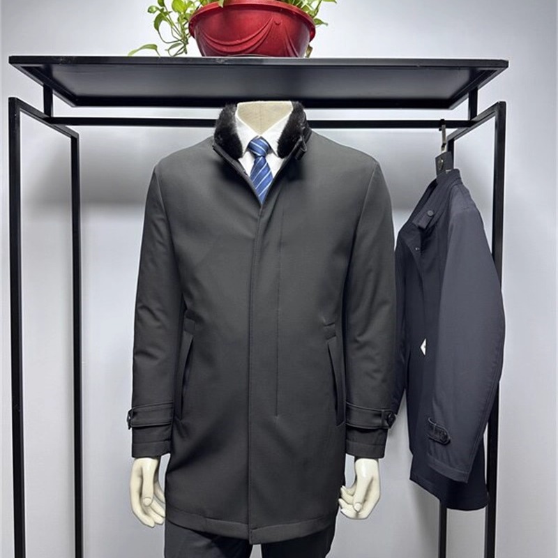 中长款水貂毛领男士鹅绒服