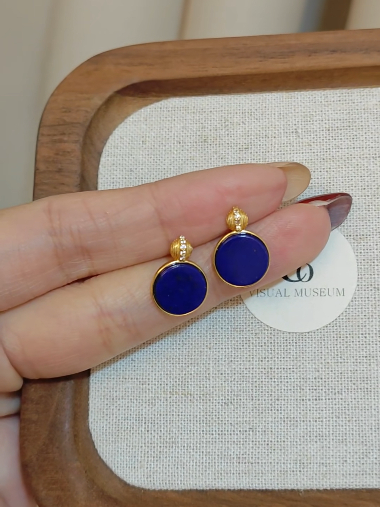 天然青金石耳钉女S 925纯银镀18 k金耳环新中式圆牌耳饰新款生日,饰品/流行首饰/时尚饰品新,耳饰,淘宝优惠券,粉丝福利购,淘宝优惠卷