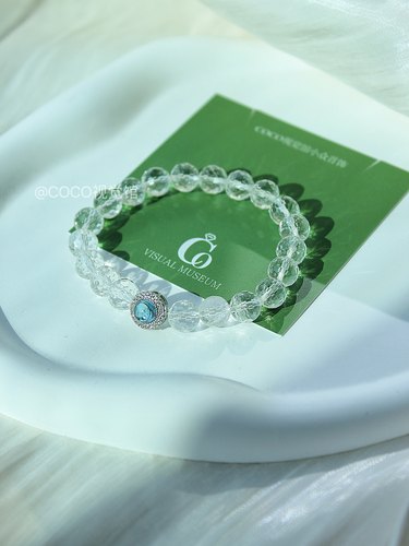 【似水流年】天然白水晶海蓝宝925纯银手链夏季2023新款女