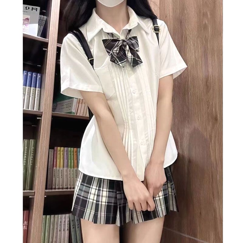 风琴褶jk衬衫上衣白色简约百搭学生校服