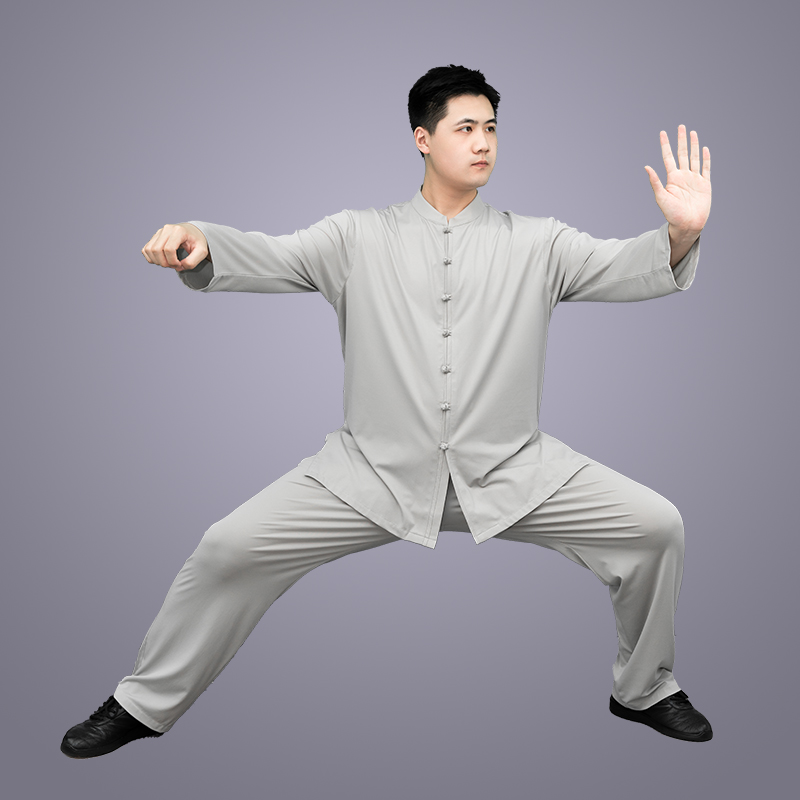 柏龄新款太极服长袖立领秋季男女纯色练功服武术表演服演出服立领